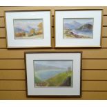 PAIR OF WATERCOLOURS & ONE PASTEL: landscape watercolours, unsigned, 7 x 10 (18 x 26 cms), river-
