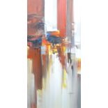 OIL ON CANVAS: Wilfred (Lang) - abstract, signed, 48 x 23.5 ins (121 x 60 cms) FRAMED