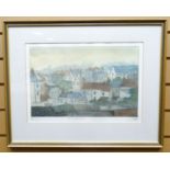 LIMITED EDITION (17/75) COLOURED PRINT: Unknown artist - town view entitled 'Mont Durand',