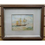 WATERCOLOUR: Nineteenth Century Maritime School - portrait of a Clipper ship signed with initials,