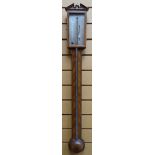 An early nineteenth century stick-barometer of mixed timber construction with inlaid chequered