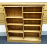 A twentieth century light oak bookcase with inlay decoration constructed of salvaged wood from