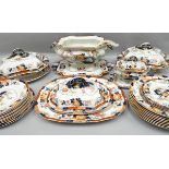 Approximately 40 pieces of Ashworths Bros / Masons Patent Ironstone dinnerware in the Imari style
