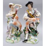 A pair of Derby porcelain figures, modelled as a shepherd and his companion, the shepherd holding