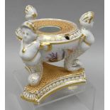 A Chamberlains Worcester painted and gilded inkstand for Duke of Cumberland - the bowl-form inkpot
