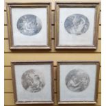 FOUR NINETEENTH CENTURY MONOCHROME PRINTS: neo-classical circular scenes 11 x 10 ins (28 x 25.5 cms)