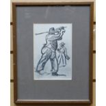 MONOCHROME PRINT: Maxime de Thomas - entitled 'Le Jouer de Golf', 7.5 x 5 ins (19 x 13 cms)