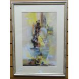 MIXED MEDIA: Frank Wootton - a British urban pastiche, signed, 17.5 x 11 ins (45 x 28 cms) MOUNTED