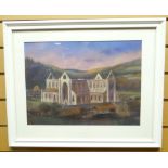 PASTEL: Andrew Quelch - view of Tintern Abbey, unsigned, 12 x 16.25 ins (30 x 42 cms) MOUNTED AND
