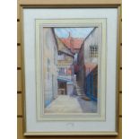WATERCOLOUR: Thomas Cartwright - entitled verso 'Yard at Whitby', signed with initials and dated