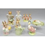 Five Royal Albert Beatrix Potter figures together with two Beswick similar