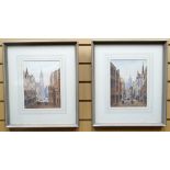 WATERCOLOURS, A PAIR: Nineteenth century Continental town views, mongrammed and dated 1861, 9.5 x