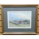 WATERCOLOUR: John Neale - landscape entitled verso 'Distant View of Chepstow Castle' signed, 9.5 x