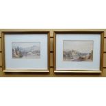 WATERCOLOURS - A PAIR: 19th Century Continental 'Grand Tour' scenes, unsigned, 5 x 7.5 ins (13 x