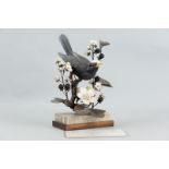 An Albany Fine China sculptured bronze and porcelain model of a Blackbird by David Burnham-Smith,