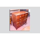 A late Victorian mahogany two over three drawer chest (requires some restoration) on splayed bracket