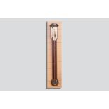 A mahogany stick barometer with boxwood stringing and ivory slip dial, signed 'Poncione, London',