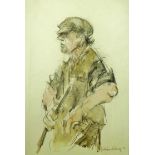 WILLIAM SELWYN artist’s proof coloured print - three quarter length study of a farmer with a