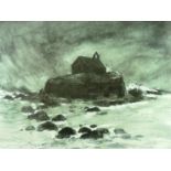 SIR KYFFIN WILLIAMS RA coloured limited edition (87/150) print - St Cwyfan’s Church under a storm,