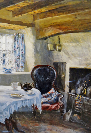 KEITH ANDREW limited edition (157/750) print - interior of cottage with range, signed and dated