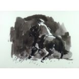 SIR KYFFIN WILLIAMS RA artist’s proof coloured print - Patagonian rider and horse, signed in full,