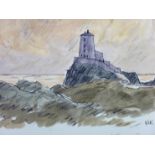 SIR KYFFIN WILLIAMS RA a pair of limited edition coloured prints - Llanddwyn Lighthouse (375/750)