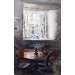 KEITH ANDREW limited edition (367/800) print - interior of cottage with table at window, signed