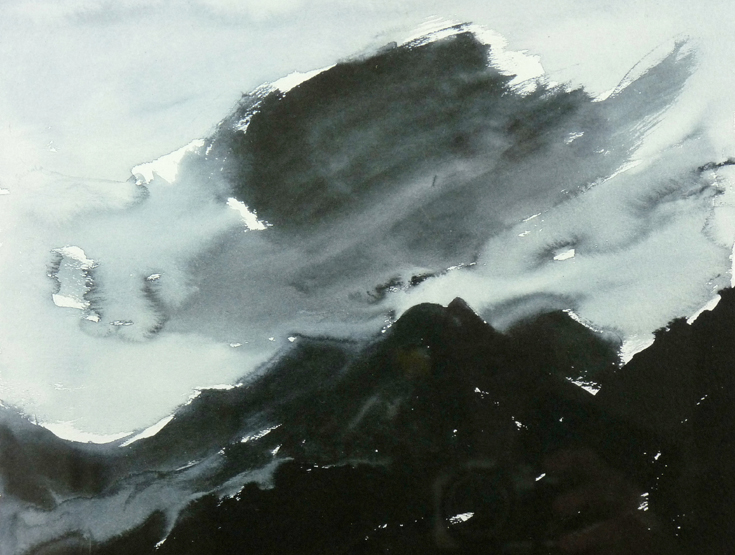 SIR KYFFIN WILLIAMS RA artist’s proof coloured print - stormy mountainscape, signed in full, 12.25 x