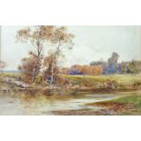 J LAURENT HART watercolour - river scene, signed and entitled verso ‘River Ithon, Llandrindod