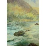 JEREMY YATES watercolour - Welsh river scene, signed and dated 1991, 21 x 14.25 ins (54 x 36 cms)