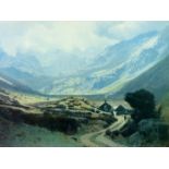 DAVID WOODFORD coloured limited edition (296/1000) print - Nant Ffrancon, signed, 13.25 x 19.25