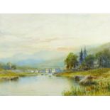 EMIL AXEL KRAUSE watercolour - Dyffryn Mymbyr with Snowdon Horseshoe in the background, signed and