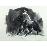 SIR KYFFIN WILLIAMS RA coloured limited edition (20/500) print - Patagonian farmer on a horse,