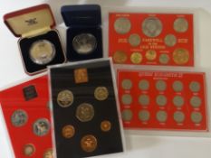 A parcel of packed / cased modern commemorative coins including 1978, 1981 & 1982 proof sets, '