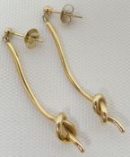 A pair of 9ct yellow gold abstract 'knot' earrings, 4.4gms