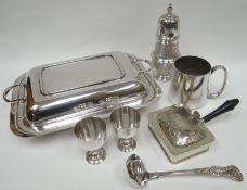 A parcel of EPNS tableware including entree dish, chestnut-roaster and caster etc