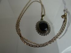 A 9ct yellow fine gold rope necklace, 3gms, with attached oval floral pendant with centre single