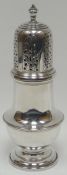 A baluster shaped silver pedestal caster, Birmingham 1939, 5.2ozs