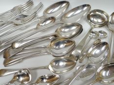 A large quantity of mixed loose EPNS cutlery including two good long ladles