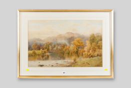FREDERICK BOISSEREE watercolour - peaceful autumnal river scene, signed and dated 1875/6, 16.25 x