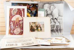 A parcel of unframed prints and pictures etc