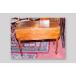 A late Victorian mahogany twin leaf Pembroke table with single drawer and opposing dummy drawer