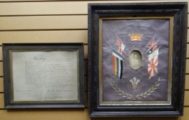 A framed 1917 appointment of 'Harry Hill Bucknill' to 'Officer in Our Territorial Force', four Naval