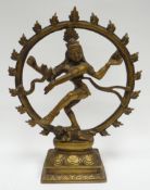 A metallic Hindu God ornament on a rectangular base, 9.25ins high (24cms)