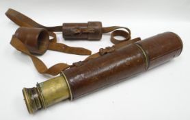 A leather encased four-draw signal telescope (TEL. SIG. MK VI) with maker's name BC Ltd & Co,