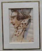 HENRI FARGE watercolour - profile portrait of a gentleman, 3.5 x 2.5ins (9 x 6cms)