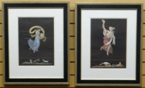 A pair of modern furnishing prints in the Classical style in decorative frames, 16 x 11.5ins (40 x