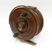 A Hardy's of Alnwick wooden and brass vintage fishing reel (from the estate of a gamekeeper)