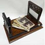 A walnut and ebonised stereoscope viewer by Negretti & Zambra, together with two late nineteenth