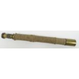 A W G Pye & Co brass sighting telescope, model No. 5 (Mark II), intriguingly bound in old sack-